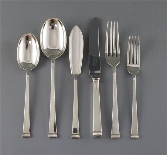 A George VI Art Deco silver canteen of cutlery for twelve, by Cooper Brothers & Sons,